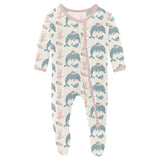 KicKee Pants Classic Ruffle Footie with 2W zipper - Natural Dolphins-RCZ112-5-LI-F24D3BNDOL N-Pumpkin Pie Kids Canada