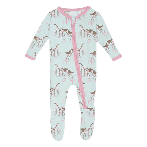 KicKee Pants Footie w/2W Zipper - Fresh Air Bird Branch-Pumpkin Pie Kids Canada