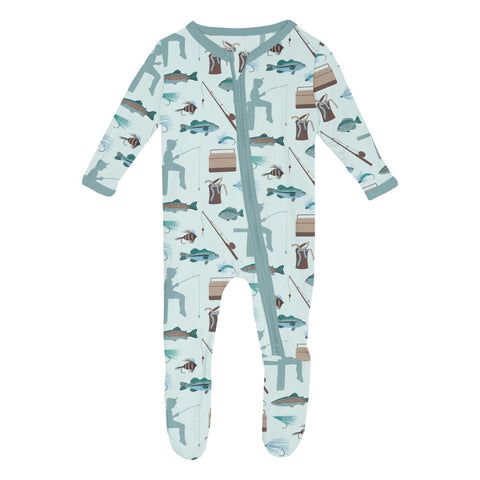 KicKee Pants Footie w/2W Zipper - Fresh Air Fishing-Pumpkin Pie Kids Canada