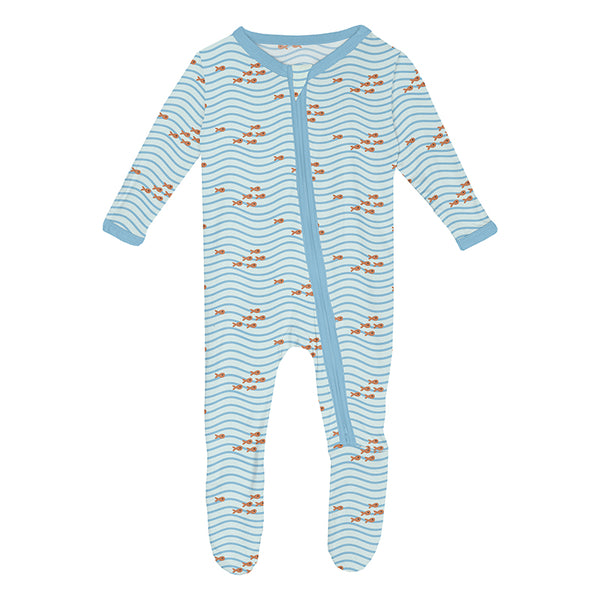 KicKee Pants Footie w/2W Zipper - Fresh Air Little Fishy-FZ112-1-LI-S25D3B-FALF N-Pumpkin Pie Kids Canada