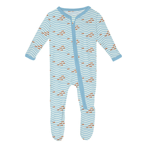 KicKee Pants Footie w/2W Zipper - Fresh Air Little Fishy-FZ112-1-LI-S25D3B-FALF N-Pumpkin Pie Kids Canada