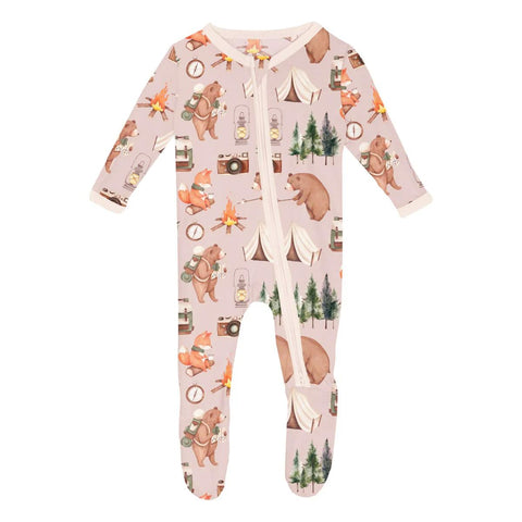 KicKee Pants Footie w/2W Zipper - Latte Camping Animals-Pumpkin Pie Kids Canada