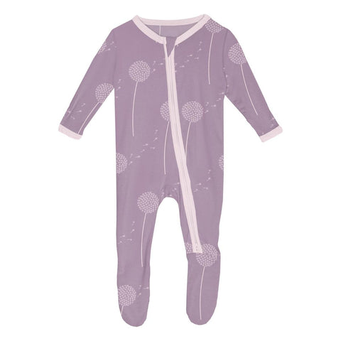 KicKee Pants Footie w/2W Zipper - Lavender Dandelion Wish-FZ112-1-LI-S25D2A-LVDW N-Pumpkin Pie Kids Canada