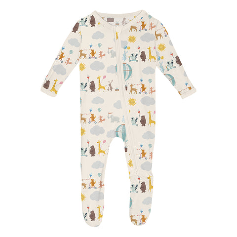 KicKee Pants Footie w/2W Zipper - Natural Animal Parade-Pumpkin Pie Kids Canada