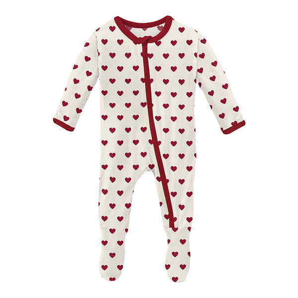 KicKee Pants Footie w/2W Zipper - Natural Hearts-FZ112-1-LI-YRC-NHRT P-Pumpkin Pie Kids Canada