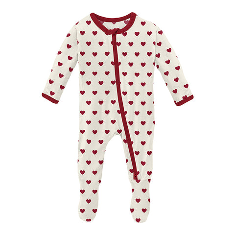 KicKee Pants Footie w/2W Zipper - Natural Hearts-FZ112-1-LI-YRC-NHRT P-Pumpkin Pie Kids Canada