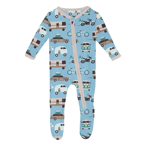 KicKee Pants Footie w/2W Zipper - Seaside Blue On the Way-Pumpkin Pie Kids Canada