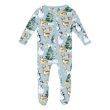 KicKee Pants Footie w/2W Zipper - Spring Sky Winter Woodland-FZ112-F25D2-SSWW N-Pumpkin Pie Kids Canada