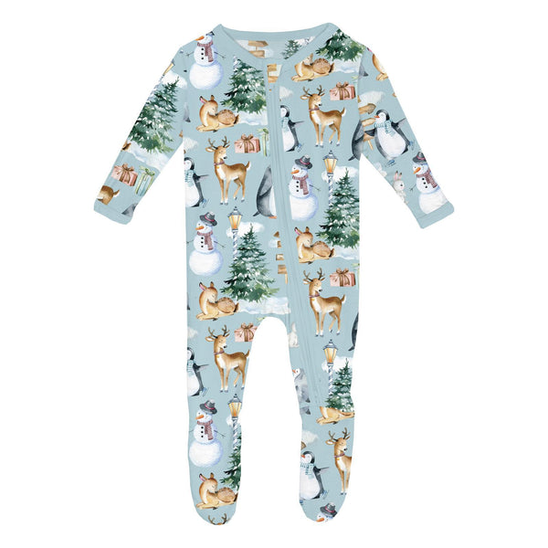 KicKee Pants Footie w/2W Zipper - Spring Sky Winter Woodland-FZ112-F25D2-SSWW N-Pumpkin Pie Kids Canada