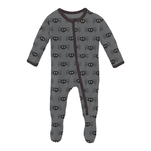 KicKee Pants Footie w/2W Zipper - Stone Spiders-FZ112-1-LI-YRC-SSP N-Pumpkin Pie Kids Canada
