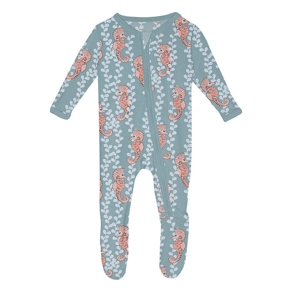 KicKee Pants Footie w/2W Zipper - Stormy Sea Seahorses-FZ112-1-LI-F24D3A-SSHO N-Pumpkin Pie Kids Canada
