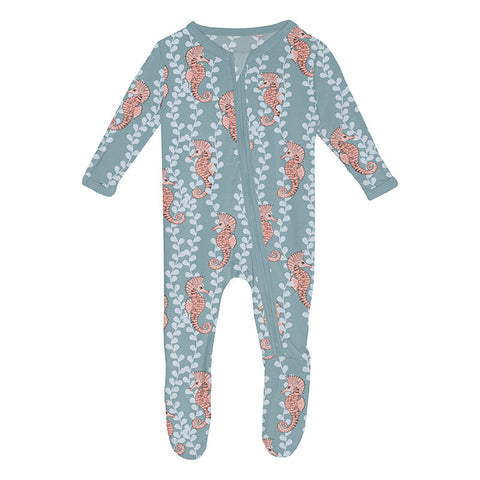 KicKee Pants Footie w/2W Zipper - Stormy Sea Seahorses-FZ112-1-LI-F24D3A-SSHO N-Pumpkin Pie Kids Canada