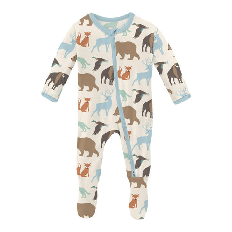 KicKee Pants Footie w/2W Zipper - Wildlife-FZ112-1-LI-YRC-WLD 36-Pumpkin Pie Kids Canada