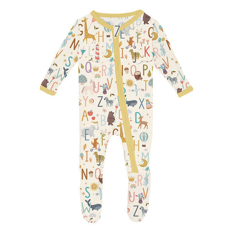 KicKee Pants Footie with 2W Zipper - Animal Alphabet-FZ112-1-LI-F25D3AD-ALPH N-Pumpkin Pie Kids Canada