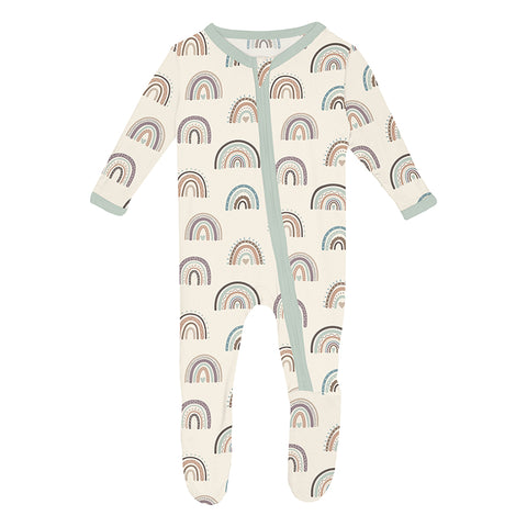 KicKee Pants Footie with 2W Zipper - Earthy Rainbows-FZ112-1-LI-F25D3A-ERBW N-Pumpkin Pie Kids Canada