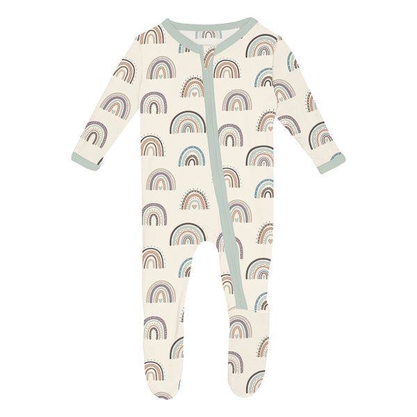 KicKee Pants Footie with 2W Zipper - Earthy Rainbows-Pumpkin Pie Kids Canada
