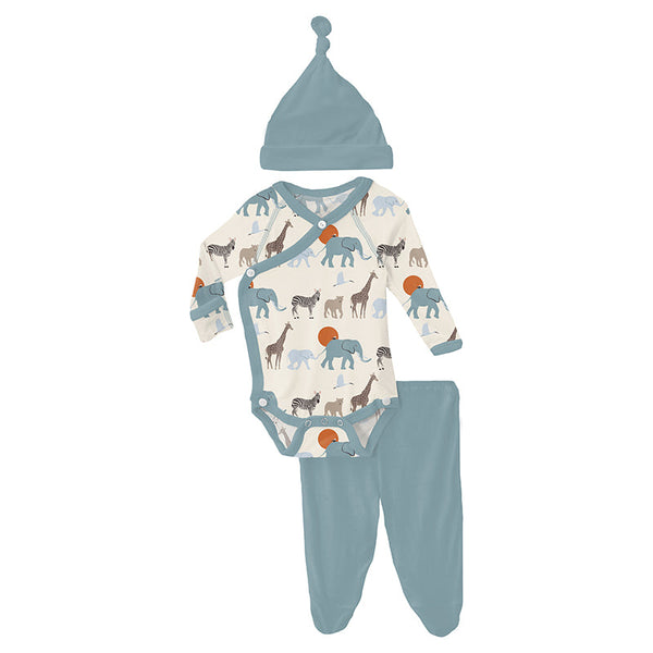 KicKee Pants Kimono Set - Natural Just So Animals-Pumpkin Pie Kids Canada