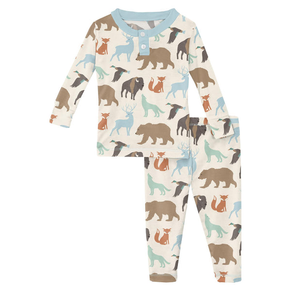 KicKee Pants L/S Henley Pajama Set - National Wildlife Federation-Pumpkin Pie Kids Canada