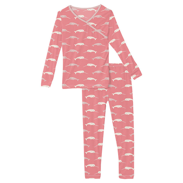 KicKee Pants L/S Kimono Pajama Set - Strawberry Narwhal – Pumpkin