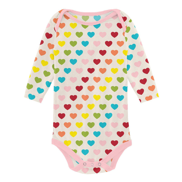 KicKee Pants L/S One Piece - Rainbow Hearts-Pumpkin Pie Kids Canada