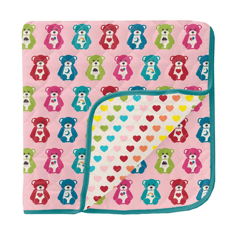 KicKee Pants Quilted Toddler Blanket - Lotus Happy Teddy/Rainbow Hearts-QTB27-9-H-F23D11-LTH-Pumpkin Pie Kids Canada