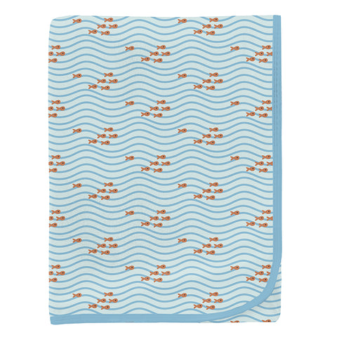 KicKee Pants Swaddling Blanket - Fresh Air Little Fishy-Pumpkin Pie Kids Canada