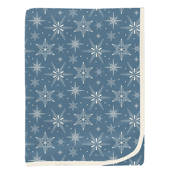 KicKee Pants Swaddling Blanket - Parisian Blue Snowflakes-SPB398-5-H-F23D22-PSBS-Pumpkin Pie Kids Canada