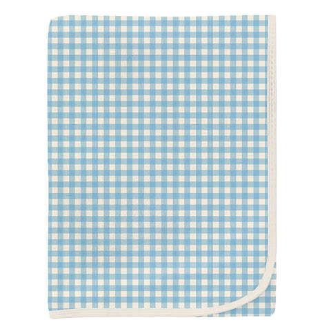 KicKee Pants Swaddling Blanket - Seaside Blue Gingham-Pumpkin Pie Kids Canada