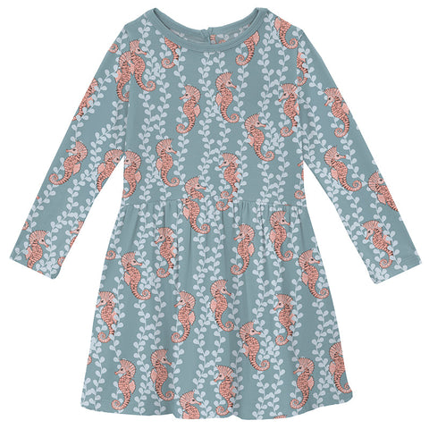KicKee Pants Twirl Dress w/ Pockets - Stormy Sea Seahorses-LDP115-1-K-F24D3A-SSHO 4-Pumpkin Pie Kids Canada