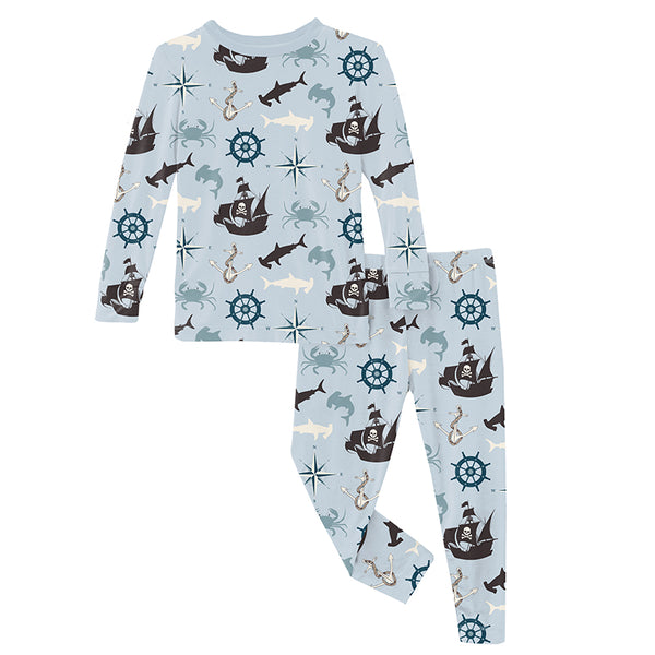 KicKee Pants L/S Pajama Set - Illusion Blue Pirate Adventure-Pumpkin Pie Kids Canada