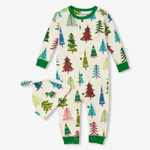 Little Blue House Coverall & Hat - Christmas Trees-Pumpkin Pie Kids Canada