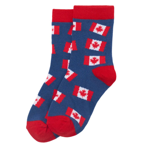Little Blue House Crew Socks - Canada Flags-SO3FLAG004 S-Pumpkin Pie Kids Canada