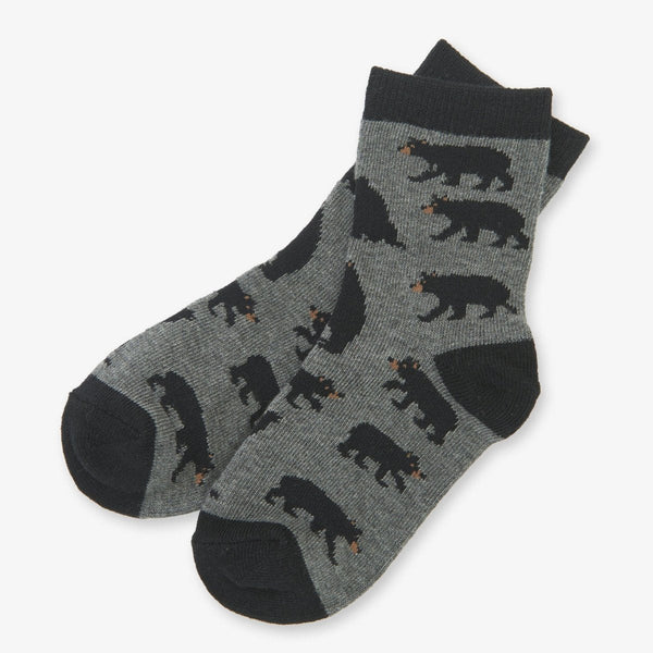 Little Blue House Crew Socks - Charcoal Bears-Pumpkin Pie Kids Canada