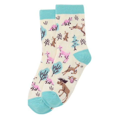 Little Blue House Crew Socks - Forest Creatures-SO3FRST004 S-Pumpkin Pie Kids Canada