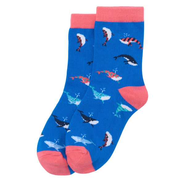 Little Blue House Crew Socks - Happy Whales-Pumpkin Pie Kids Canada