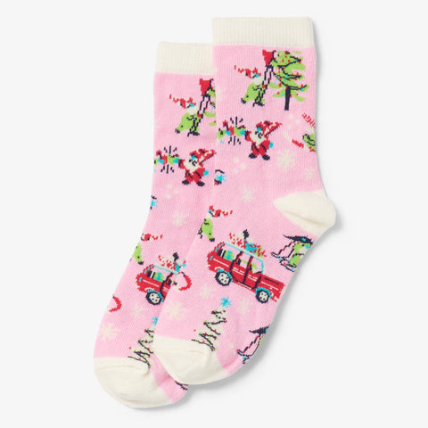 Little Blue House Crew Socks - Pink Gnome for the Holidays-SO3GN0G003 L-Pumpkin Pie Kids Canada