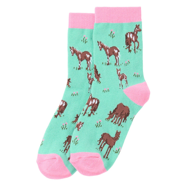 Little Blue House Crew Socks - Western Horses-SO3HRSE001 S-Pumpkin Pie Kids Canada
