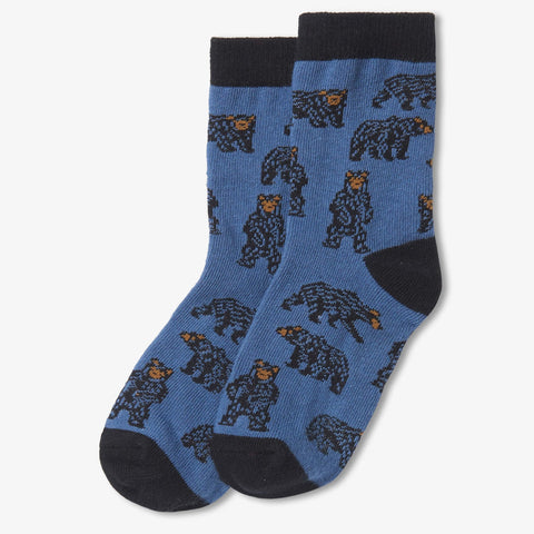Little Blue House Crew Socks - Wild Bears-SO3WIBE528 S-Pumpkin Pie Kids Canada