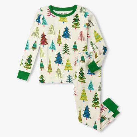 Little Blue House Pajama Set - Christmas Trees-Pumpkin Pie Kids Canada