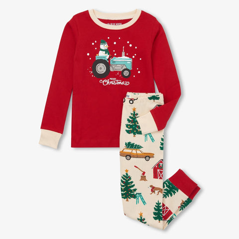 Little Blue House Pajama Set - Tree Farm-PJCFARM180 2-Pumpkin Pie Kids Canada