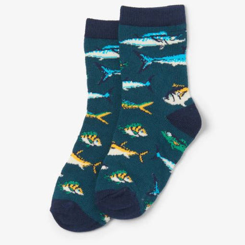 Little Blue House Socks - Game Fish-Pumpkin Pie Kids Canada