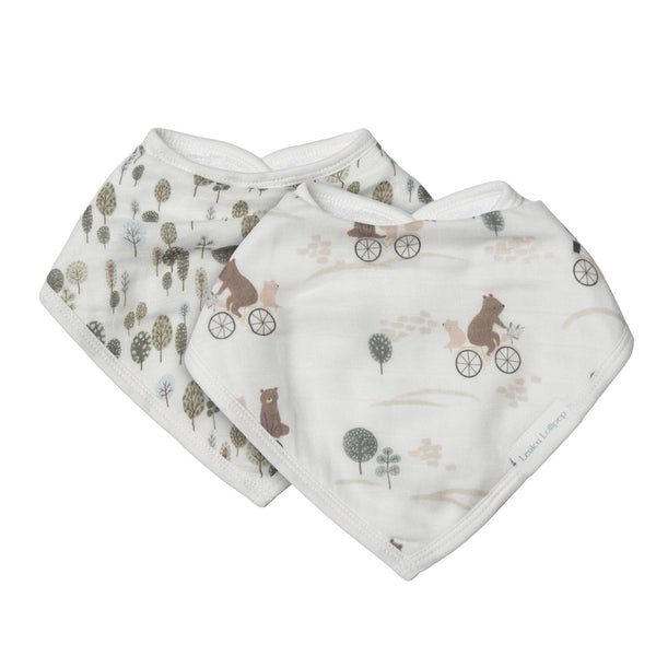 Loulou Lollipop Bandana Bib Set - Bears on Bikes-Pumpkin Pie Kids Canada