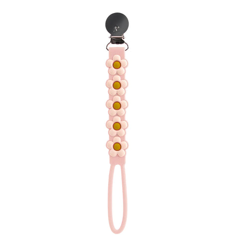 Loulou Lollipop Beadless Pacifier Clip - Daisy Pink-Pumpkin Pie Kids Canada