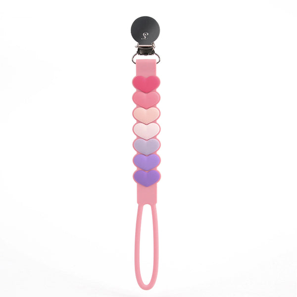 Loulou Lollipop Beadless Pacifier Clip - Pink Sweetheart-Pumpkin Pie Kids Canada