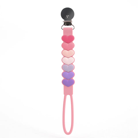 Loulou Lollipop Beadless Pacifier Clip - Pink Sweetheart-SILCPSWPK-Pumpkin Pie Kids Canada