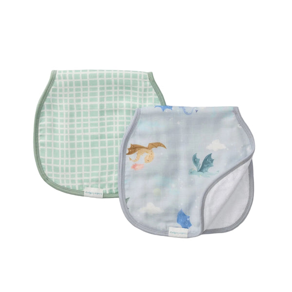 Loulou Lollipop Burp Cloth Set - Magical Dragons-BCLMGD-Pumpkin Pie Kids Canada