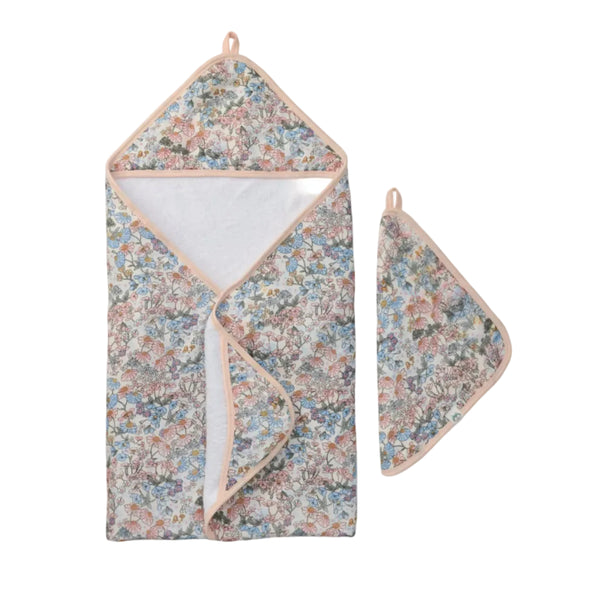 Loulou Lollipop Hooded Towel Set - English Garden-Pumpkin Pie Kids Canada