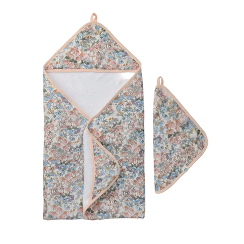 Loulou Lollipop Hooded Towel Set - English Garden-Pumpkin Pie Kids Canada