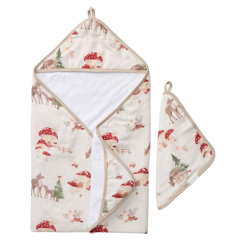 Loulou Lollipop Hooded Towel Set - Forest Families-Pumpkin Pie Kids Canada