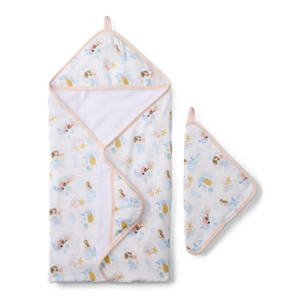 Loulou Lollipop Hooded Towel Set - Mermaids-TWMER-Pumpkin Pie Kids Canada